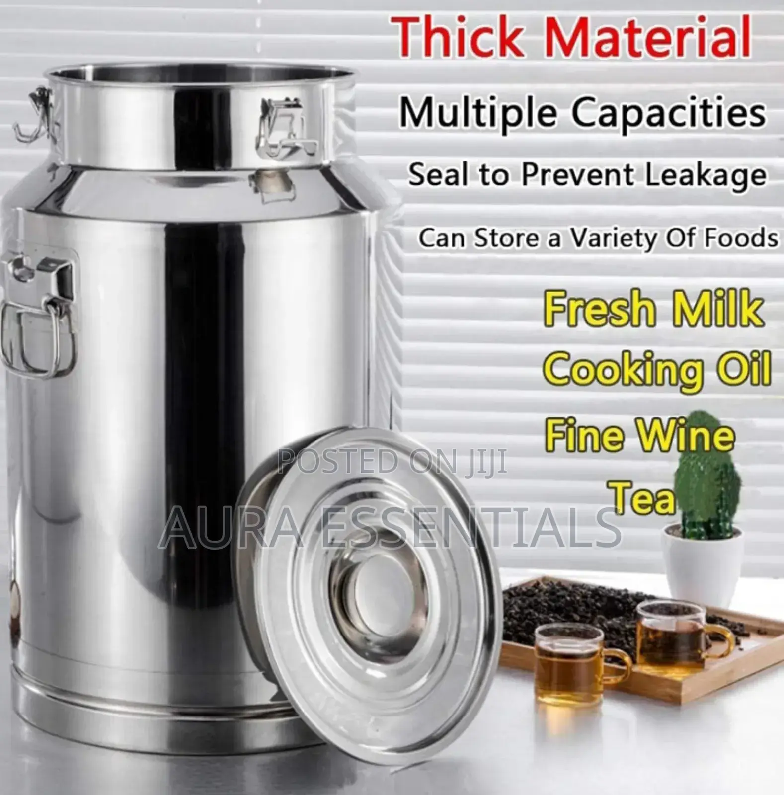 10 Litres Multifunctional Stainless Steel Airtight Milk Can