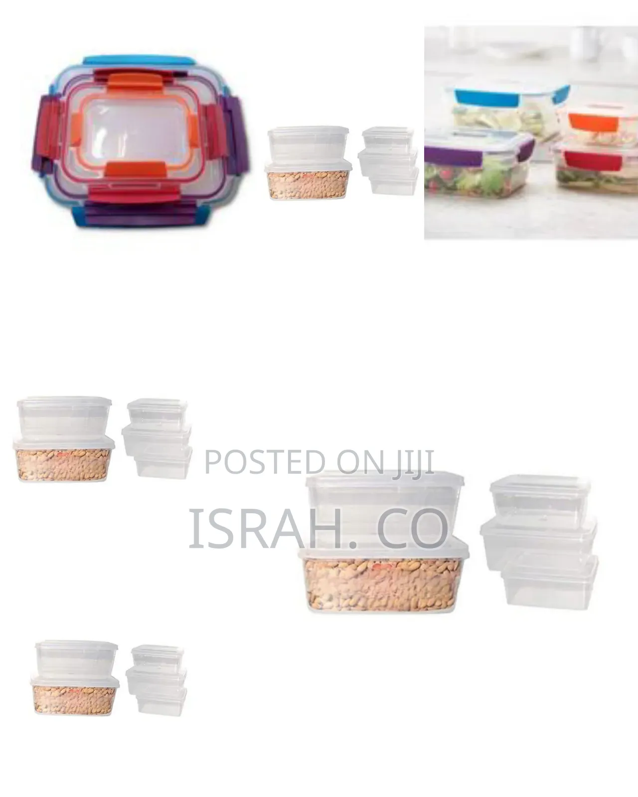 4 Piece Rainbow Color Food Storage Containers