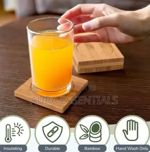 12pcs Premium Natural Wood Bamboo Tabletop Coasters