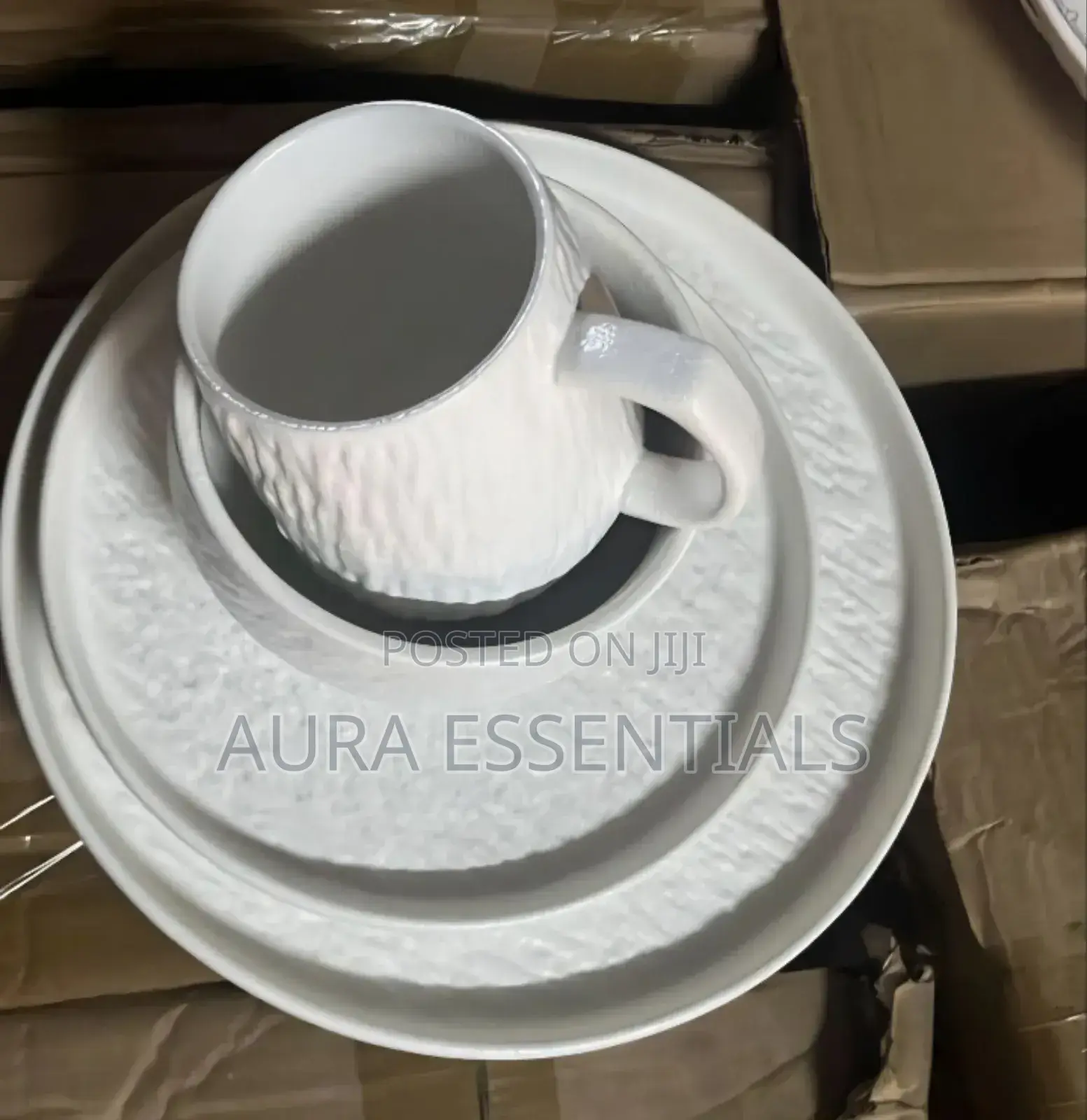 24-Piece Ceramic Dinner Set With a Rock-Glazed or Textured Matte