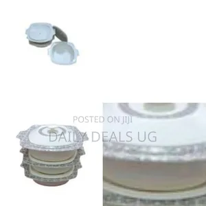 6 Pieces Set of White Melamine Serving Bowls With Grey Patterned