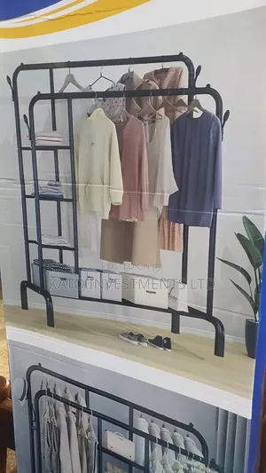 Multipurpose Clothes Hanger With 3 Tier Shelves