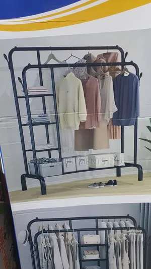 Multipurpose Clothes Hanger With 3 Tier Shelves