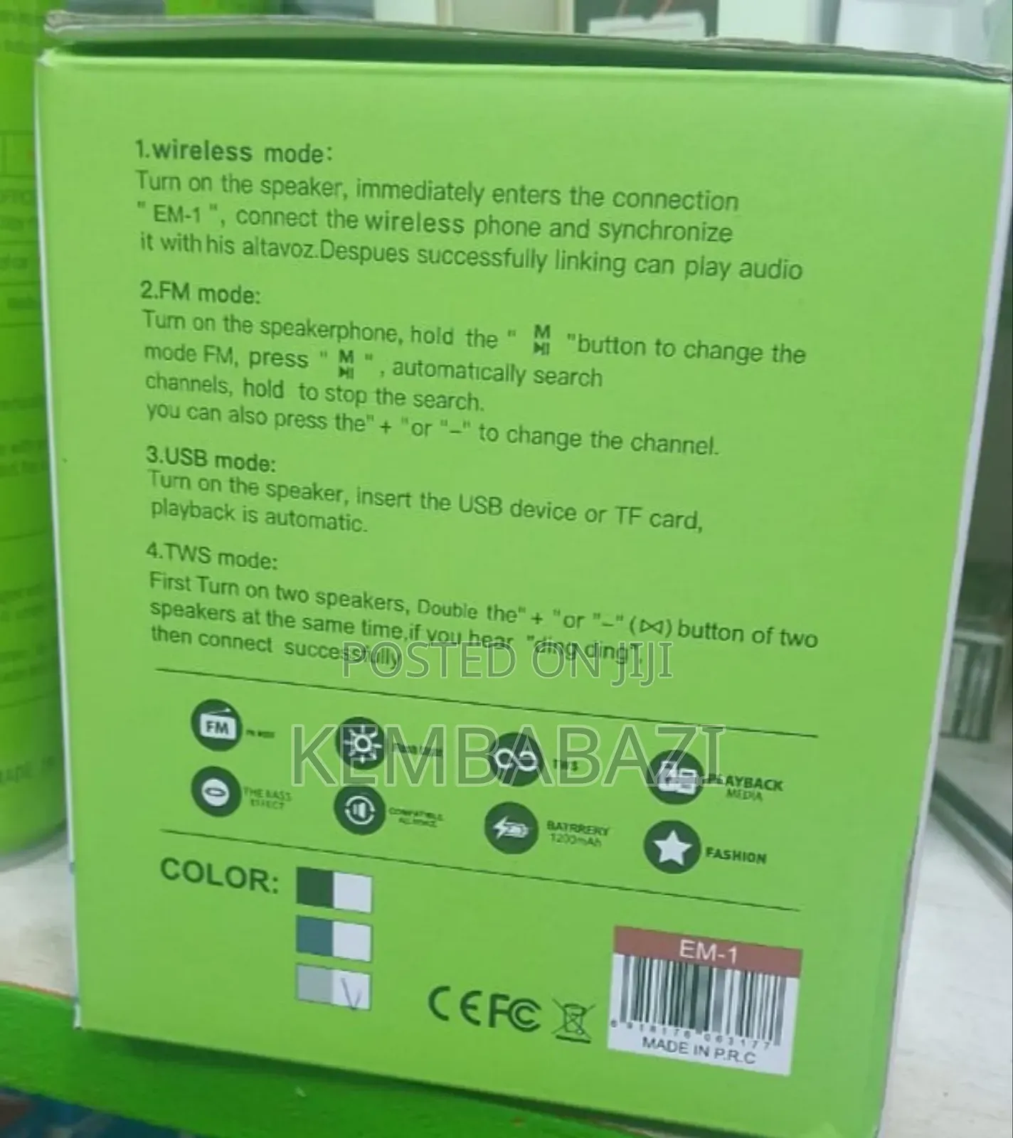 Musyl Em-1 Portable Wireless Speaker.