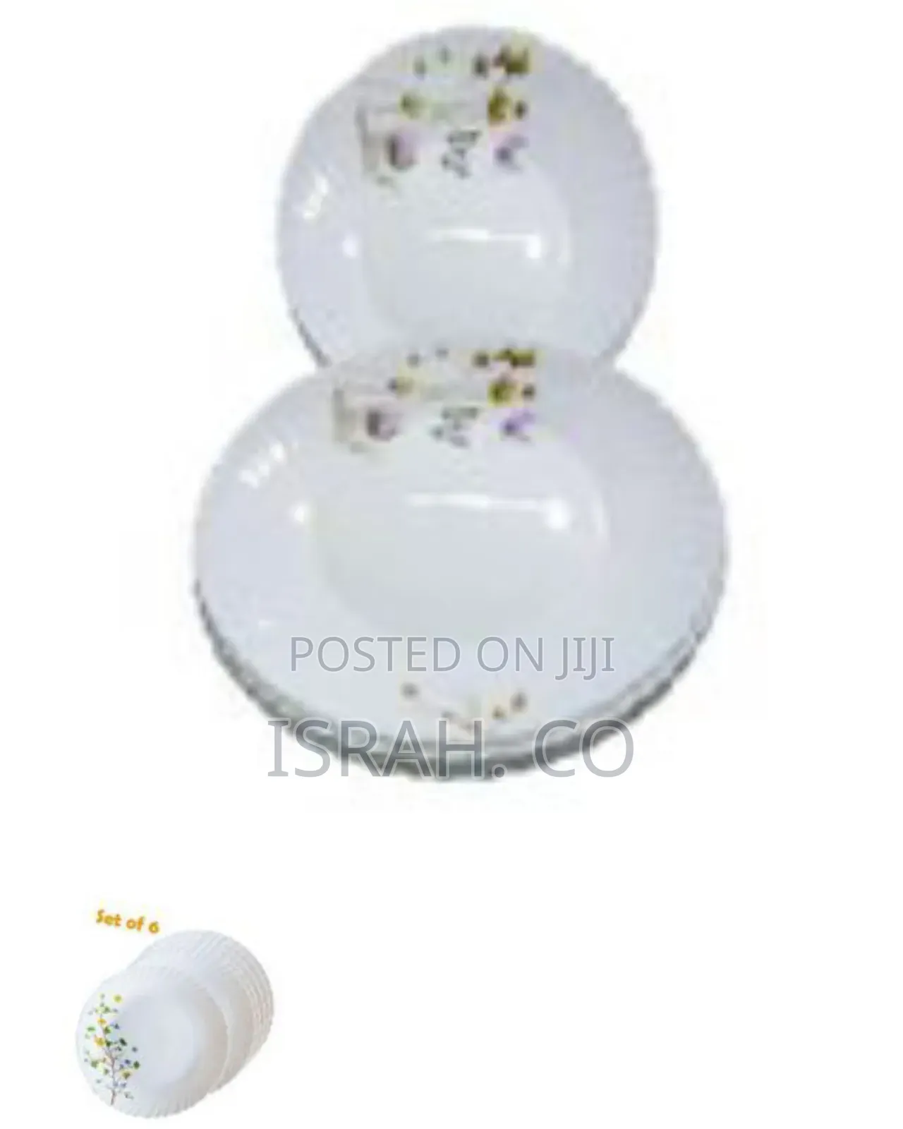 Set of 6 Snow White Curved Ceramic Dinner Plates