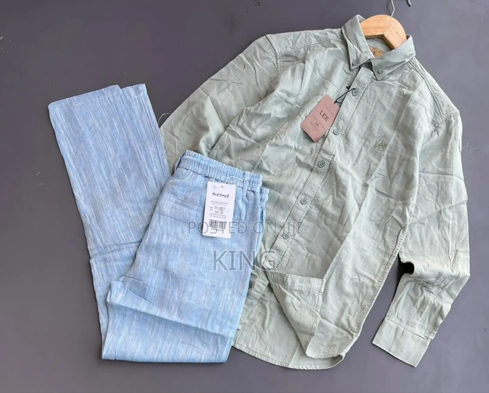 Linen Shirt and Matching Linen Trousers Outfit .