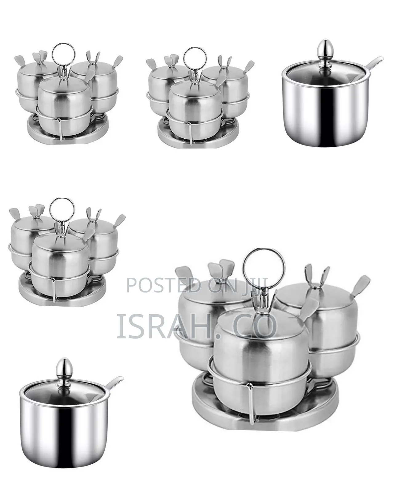 3 Piece Stainless Steel Spice Sugar Bowl Canister Set-Silve
