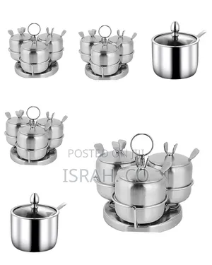 3 Piece Stainless Steel Spice Sugar Bowl Canister Set-Silve