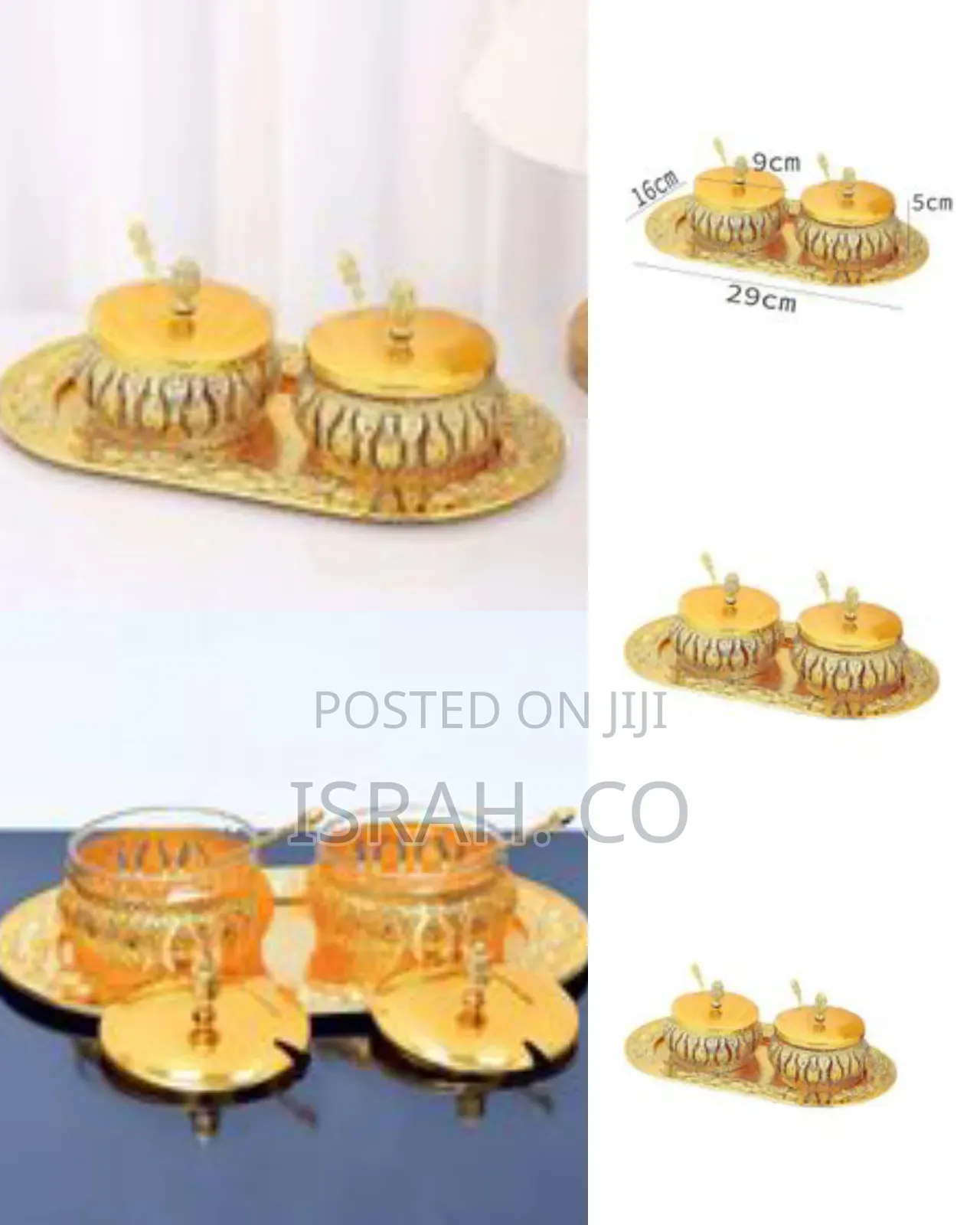 Modern Gold Metal Spice Pot Sealed Glass Sugar Bowl Box