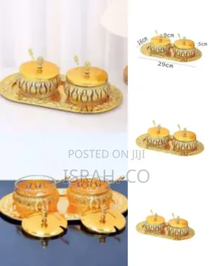 Modern Gold Metal Spice Pot Sealed Glass Sugar Bowl Box