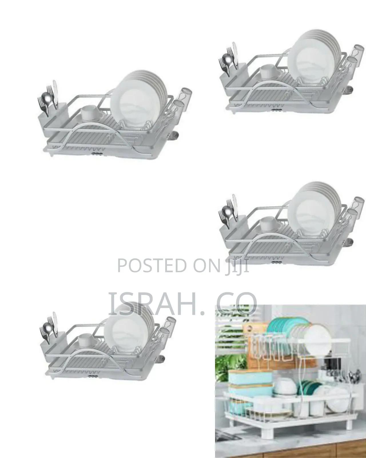 Aluminum Dish Drainer Rack Storage Organizer-Silver
