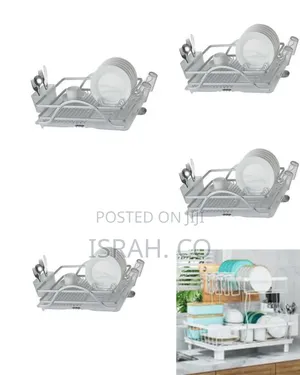 Aluminum Dish Drainer Rack Storage Organizer-Silver