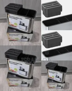 Kitchen Utensil Holder Block With Drainboard Cutlery Rust Proof Can