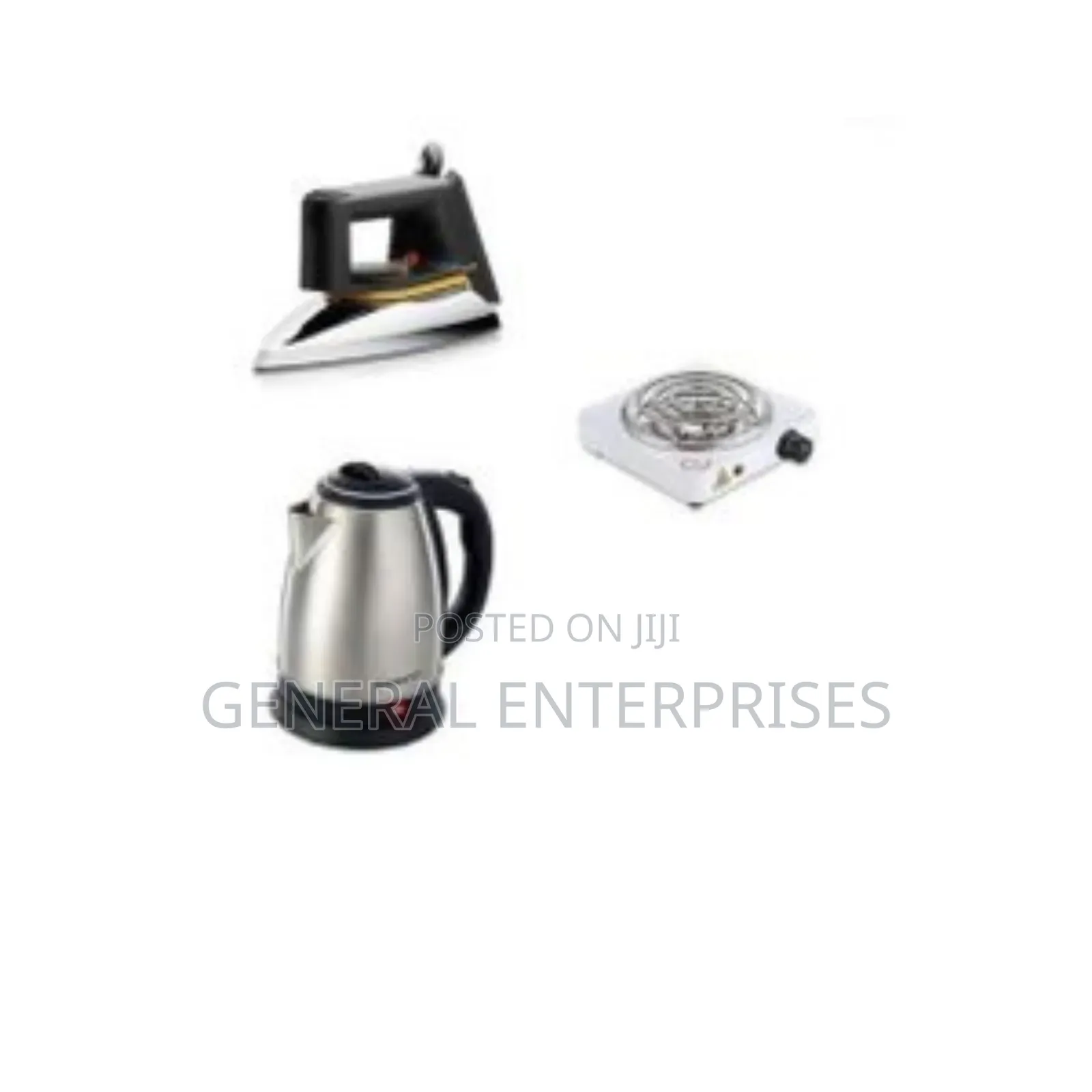Dry Iron, Electric Kettle and a Hot Plate