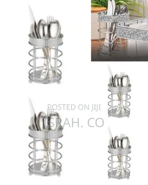 Kitchen Sense Chrome Modern Countertop Round Utensil Holder