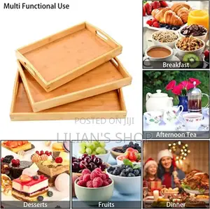 3pcs Rectangular Bamboo Serving Trays.