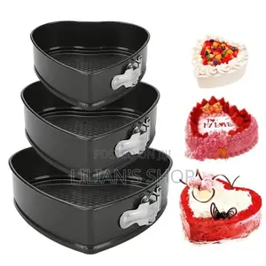 Three Non-Stick Heart-Shaped Springform Cake Pans.