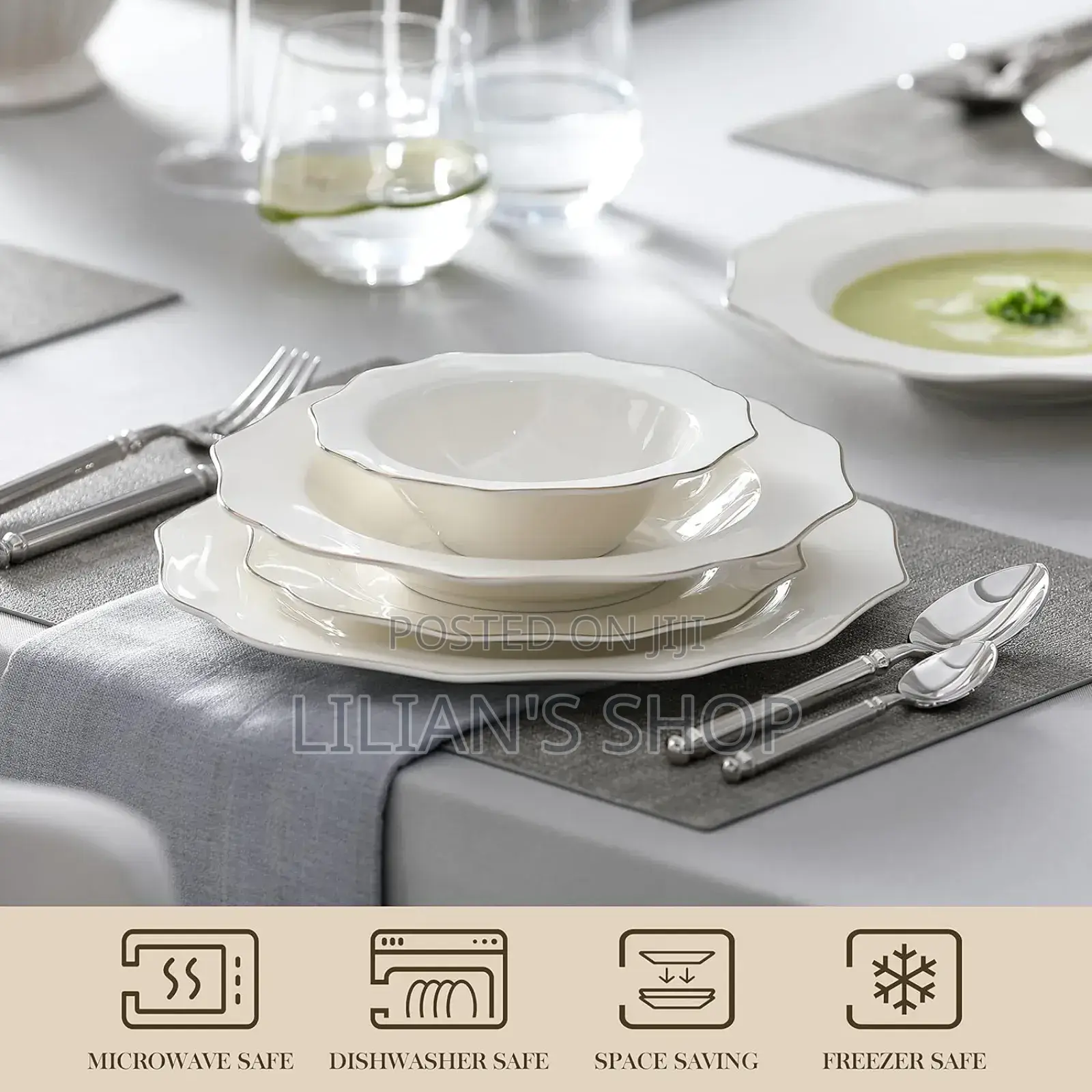 24-Pieces Malacasa Lotus Dinnerware