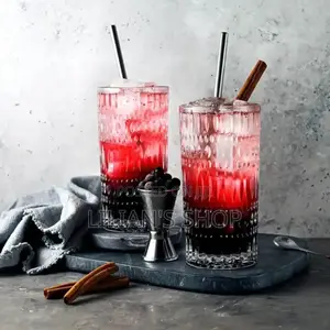 6pcs Long Crystal Clear Cocktail Glasses .
