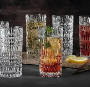 6pcs Long Crystal Clear Cocktail Glasses .