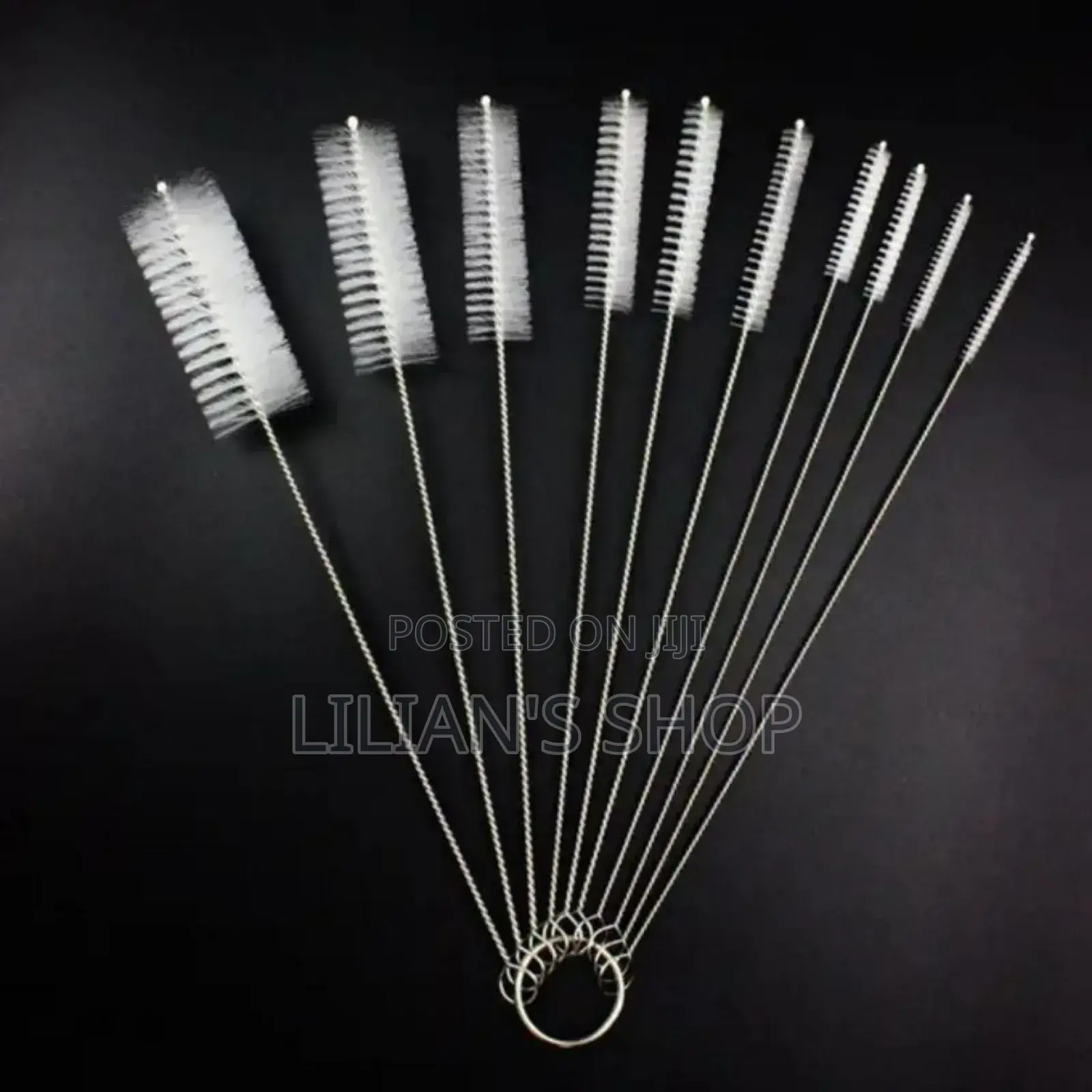 Set of Nylon and Stainless Steel Straw and Tube Cleaning Brushes.