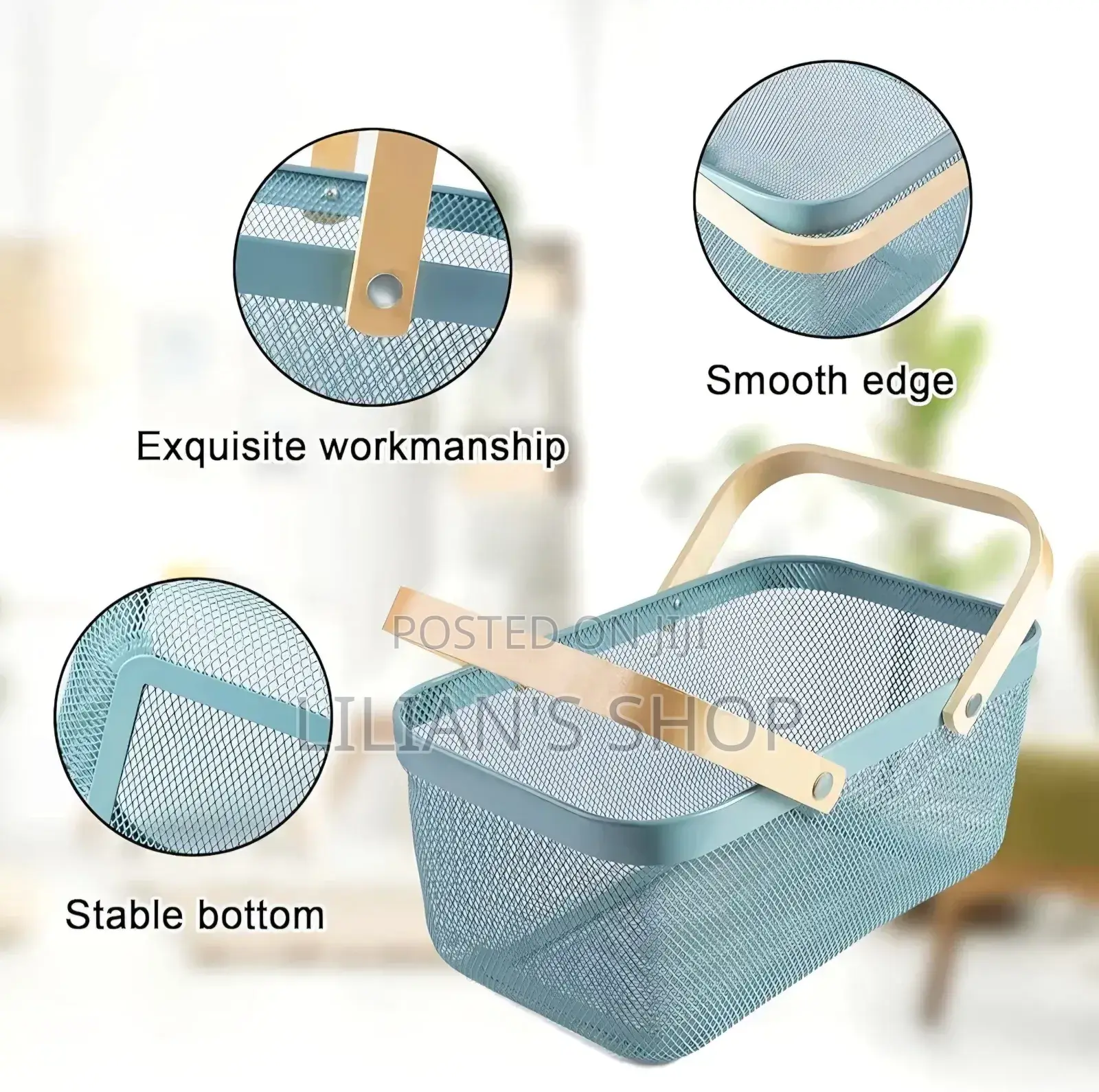 Multifunctional Metal Wire Basket For Kitchen Garden Picnic Cabinet