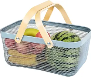 Multifunctional Metal Wire Basket For Kitchen Garden Picnic Cabinet