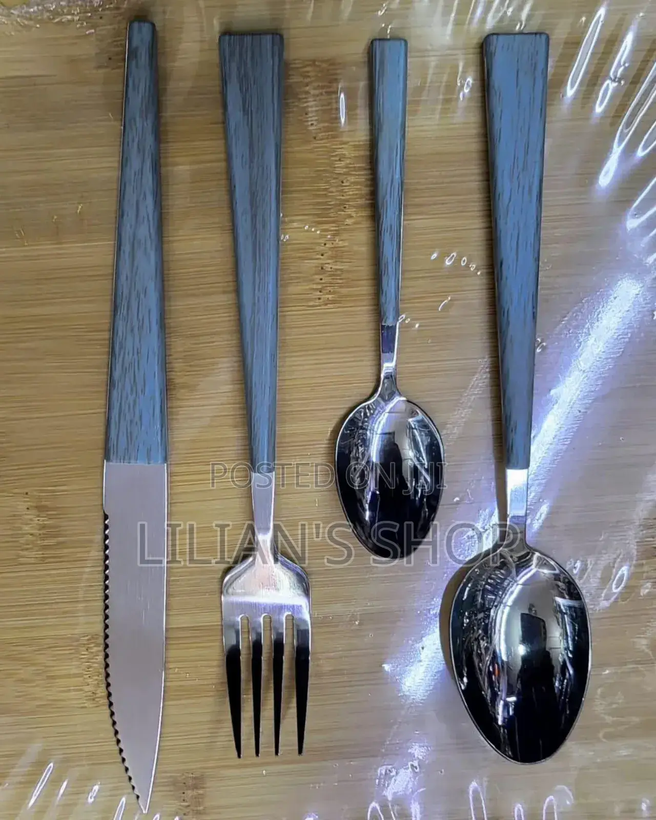 24pcs Cutipol Kube Stainless Steel Cutlery With Slate/Grey Resin