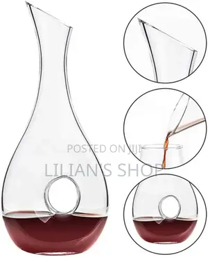 Hand-Blown, Lead-Free Crystal Glass Wine Decanter,