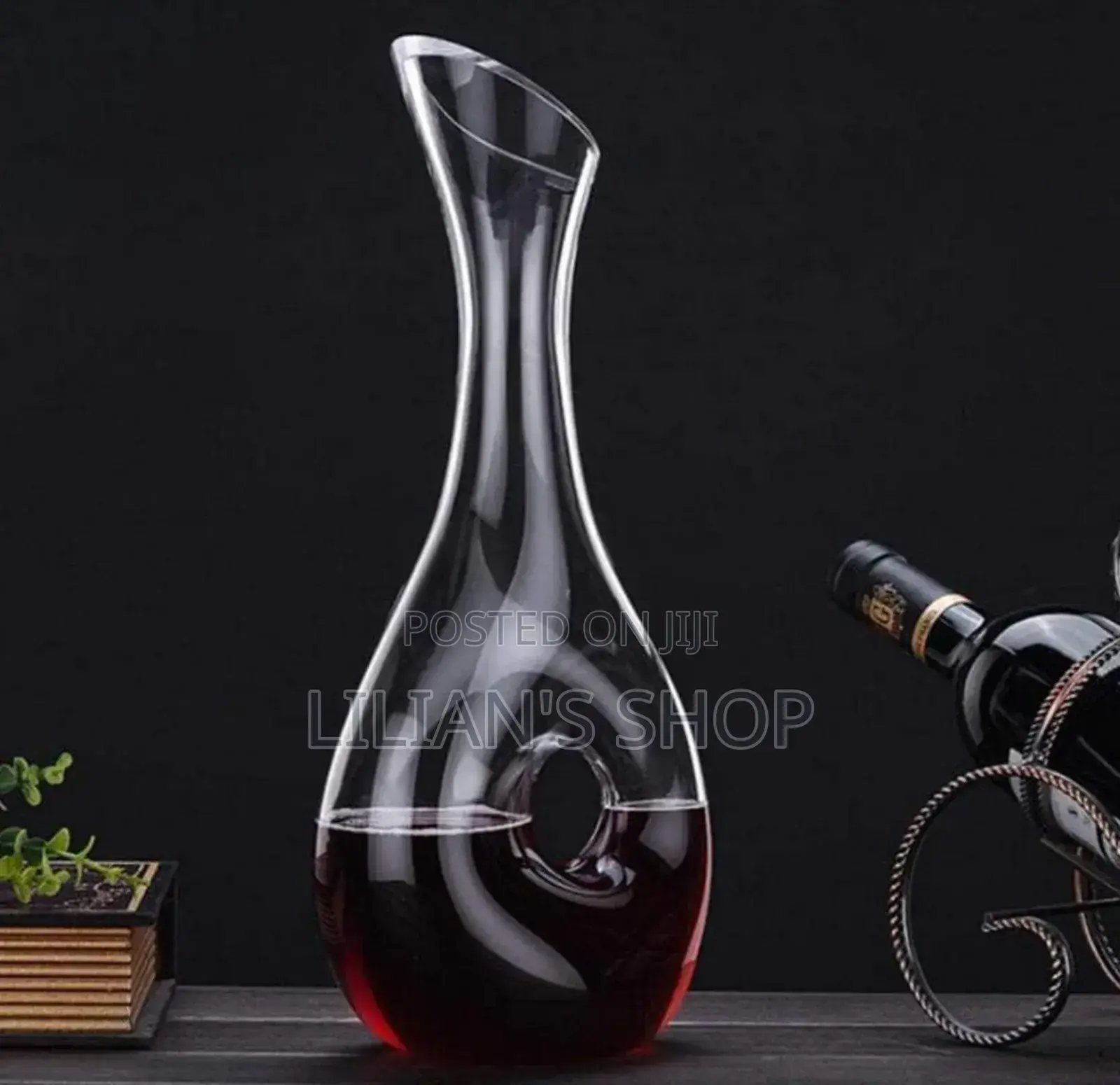 Hand-Blown, Lead-Free Crystal Glass Wine Decanter,