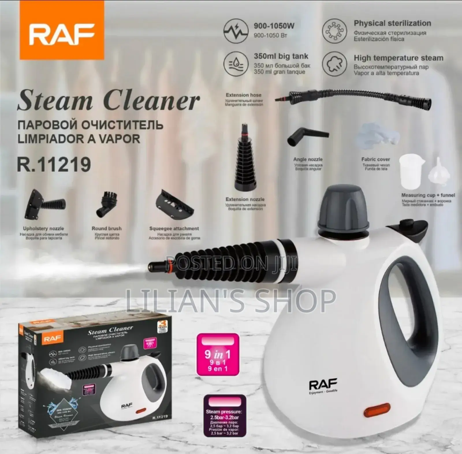 Raf R-11219 High-Pressure Handheld Steam Cleaner.