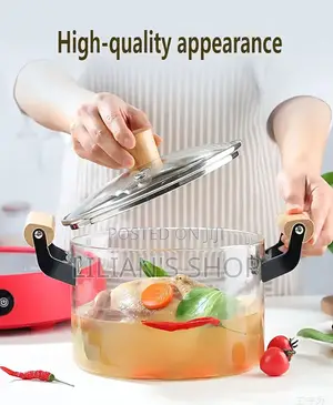 Glass Cooking Pot With Wooden Handle,