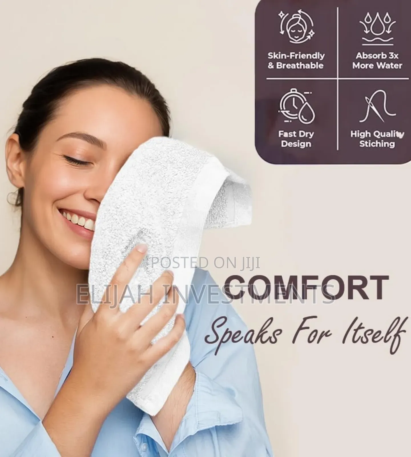 White, Square Cotton Hand Towels or Face Cloths.