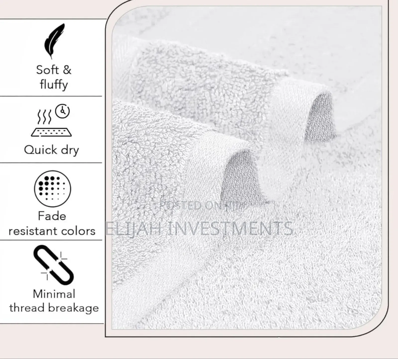 White, Square Cotton Hand Towels or Face Cloths.
