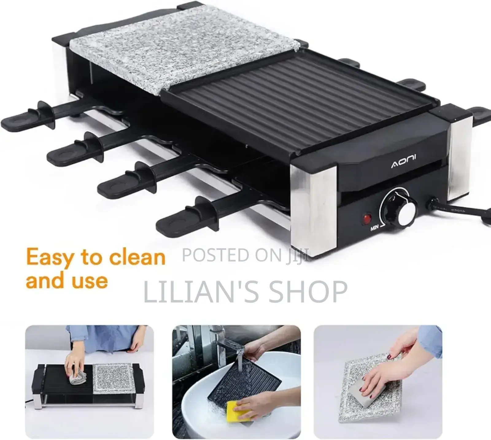 Saysonapps Raclette Grill With Granite Stone Grill Top Model SBBQ