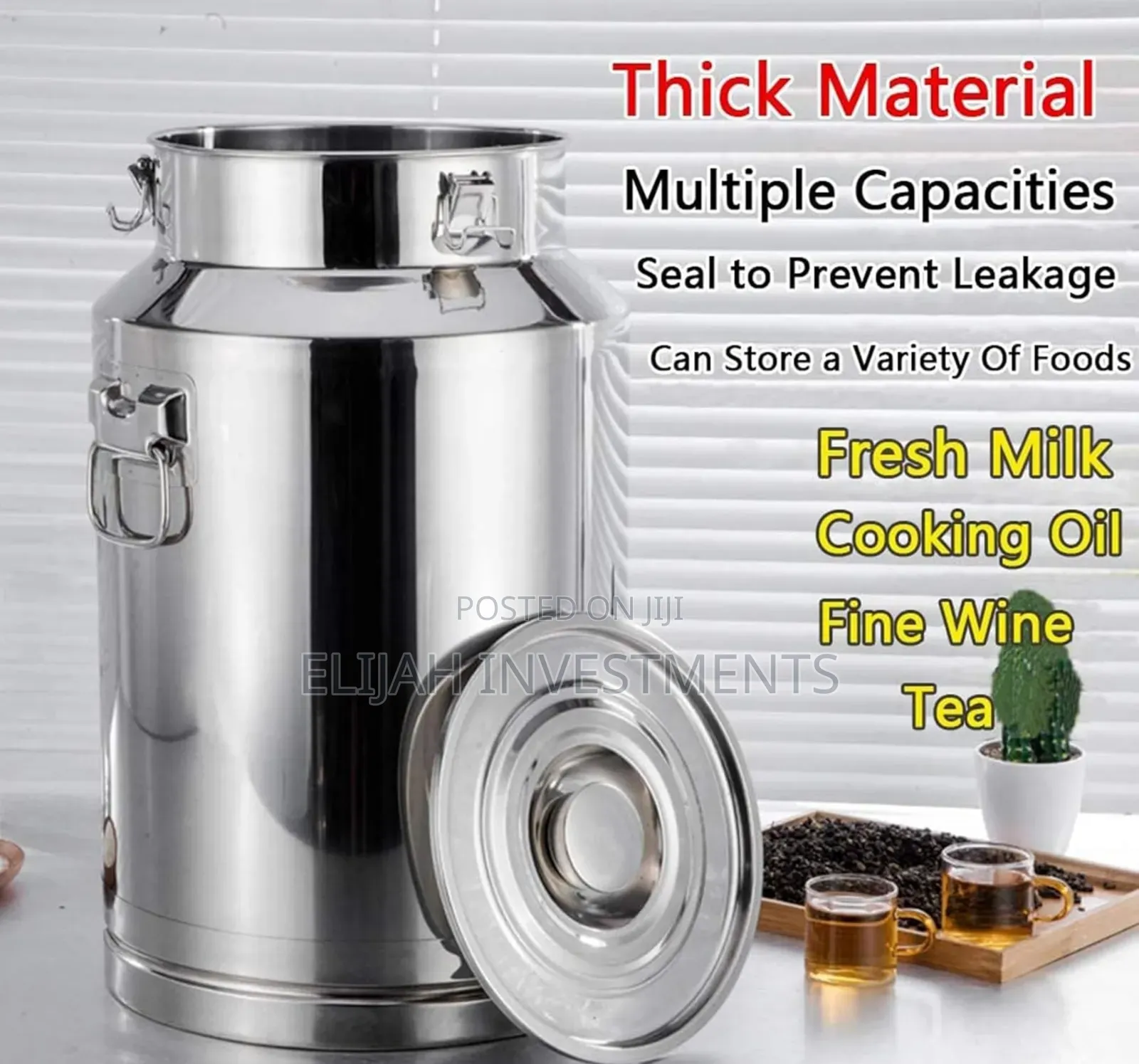 10 Litres Multifunctional Stainless Steel Airtight Milk Can