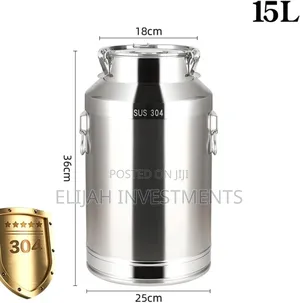 15litresa Stainless Steel Food/Milk Transport Storage Can M