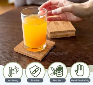 12pcs Premium Natural Wood Bamboo Tabletop Coasters
