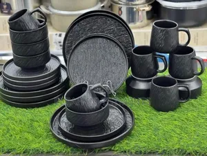 24-Piece Ceramic Dinner Set With a Rock-Glazed