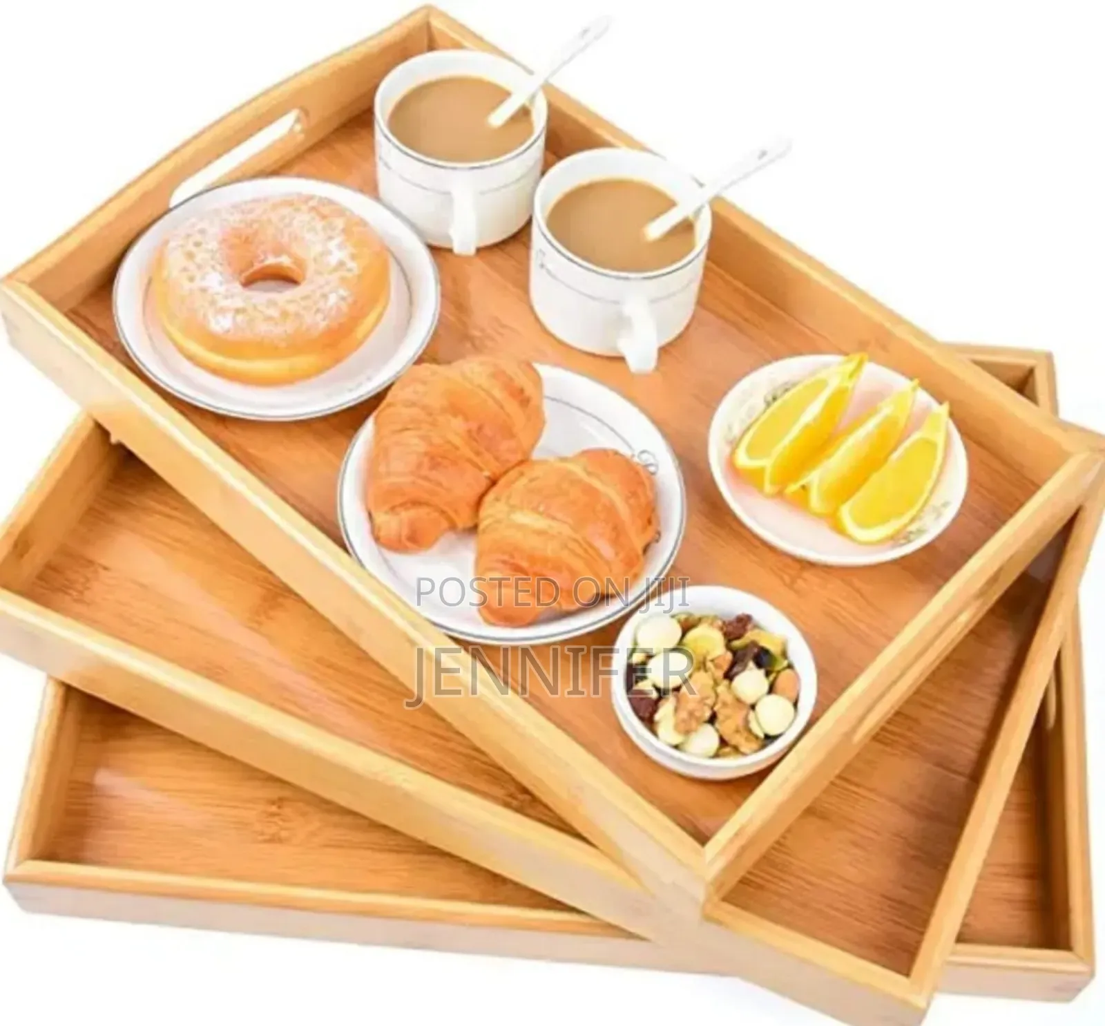 3pcs Rectangular Bamboo Serving Trays.