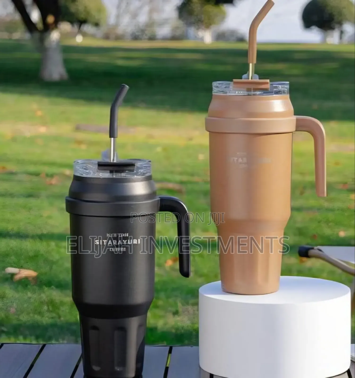 Insulated Travel Tumblers With Handles and Straw