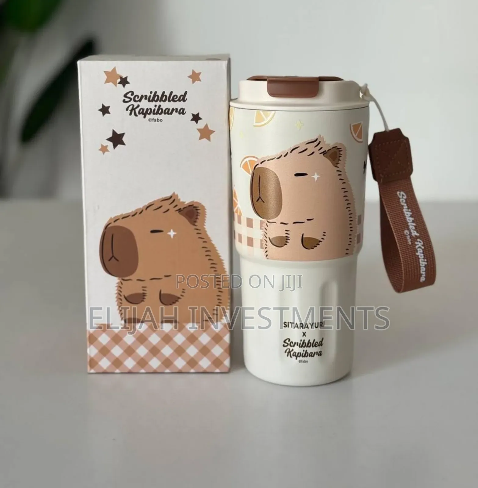 Sitarayuri X Scribbled Kapibara Insulated Travel Tumbler.