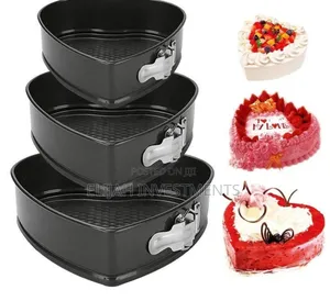 Three Non-Stick Heart-Shaped Springform Cake Pans.
