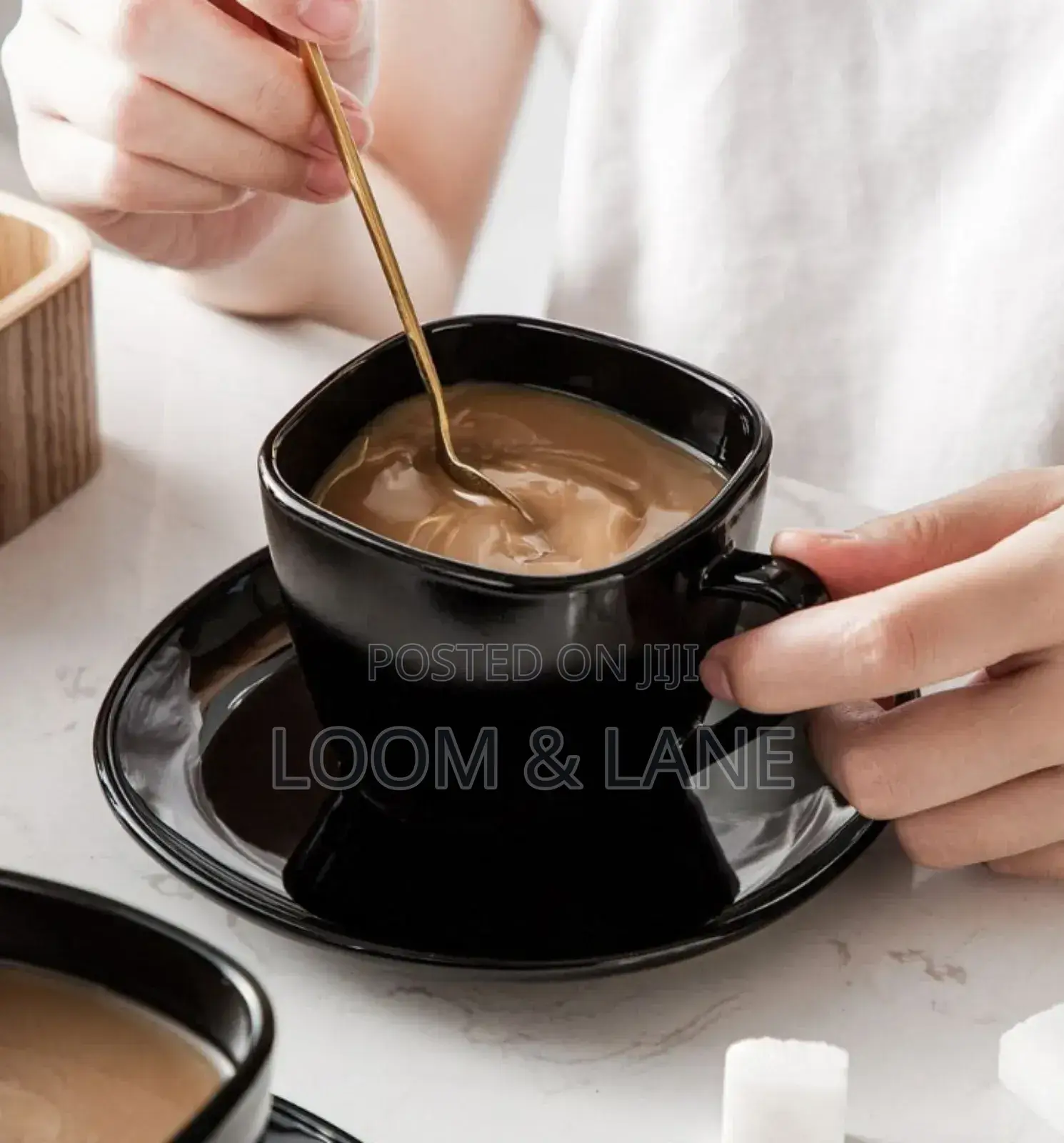 12- Piece Black Opal Glass Coffee Cup and Saucer Set