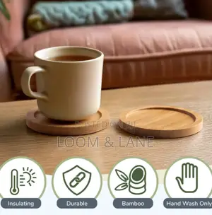 12pcs Premium Natural Wood Bamboo Tabletop Coasters