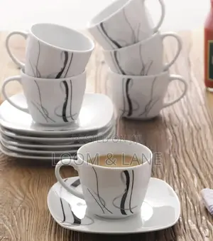 12piecea Veweet Fiona Porcelain Coffee Cups and Saucers