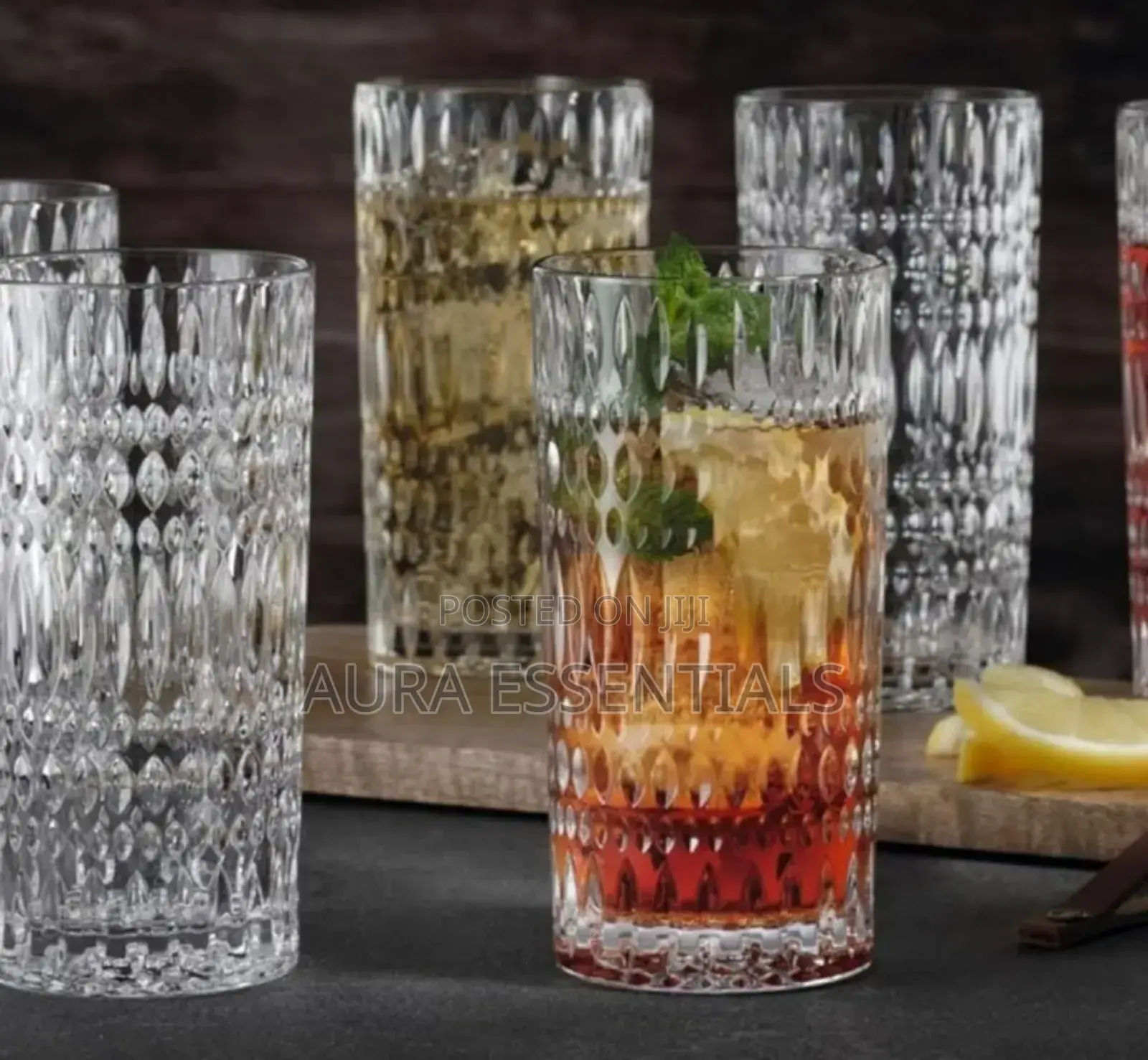 6pcs Long Crystal Clear Cocktail Glasses