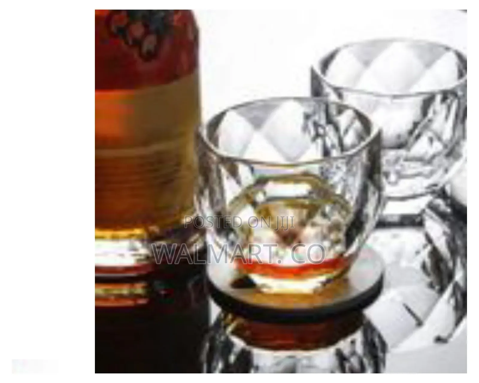 Set of 6 Elegant Faceted Glass Whiskey Tumblers-Clear