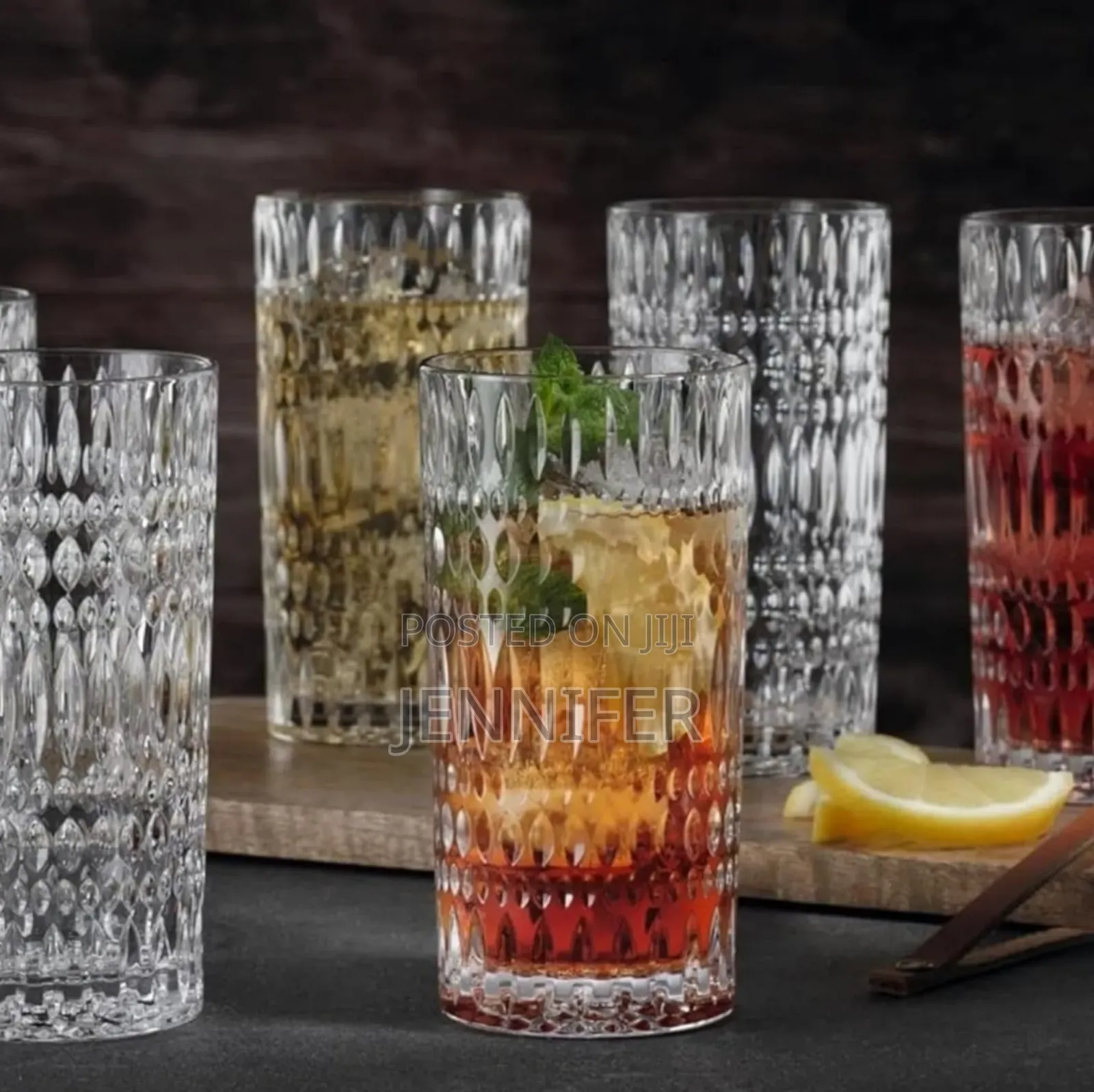 6pcs Long Crystal Clear Cocktail Glasses