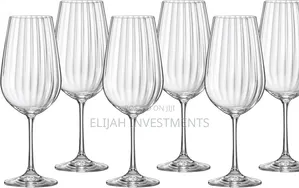 6 Bohemia Crystal Waterfall Optic Wine Glasses